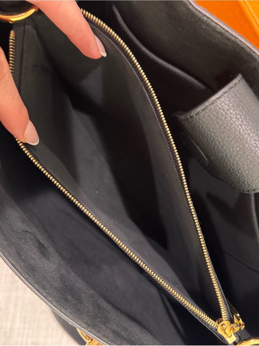 Louis Vuitton Brown Damier Ebene Canvas Tote with Black Trim and Yellow LV Charm - Picture 8 of 15